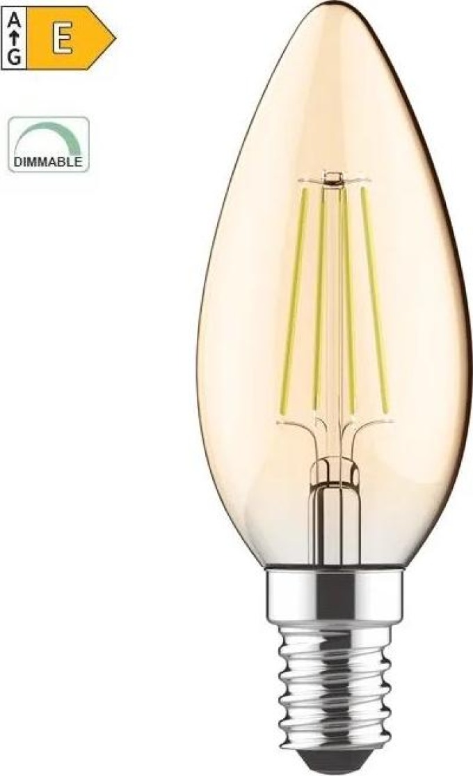 Diolamp LED Filament Candle žárovka Amber C35 5W/230V/E14/2700K/620Lm/360°/Dim