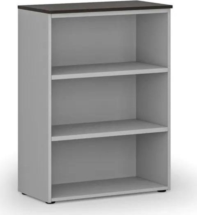 Kancelářský regál PRIMO GRAY, 1087 x 800 x 420 mm, šedá/wenge