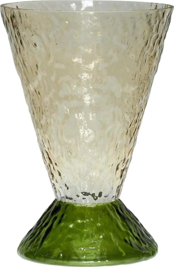 Hübsch Skleněná váza Abyss Dark Green/Brown, zelená barva, sklo