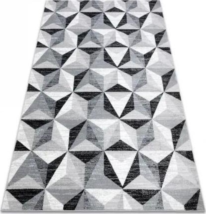 koberec ARGENT W6096 trojúhelníky šedá / černý velikost 240x330 cm | krásné koberce cz