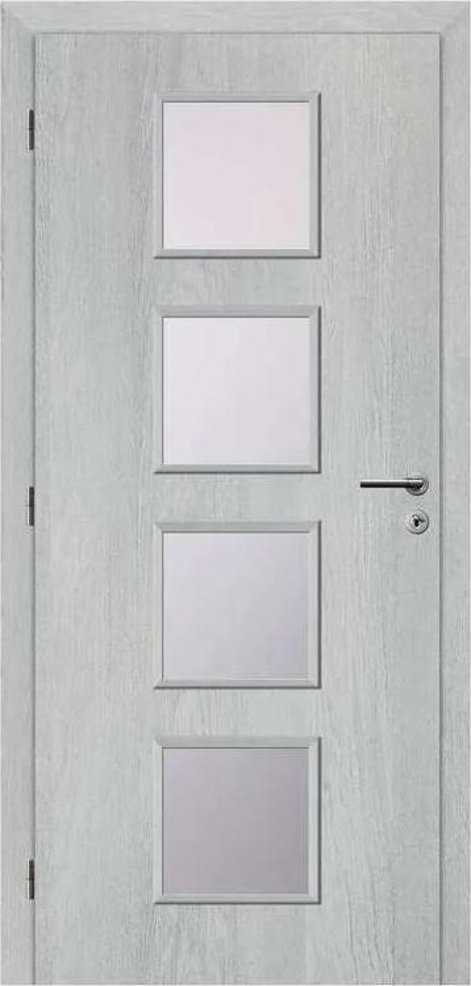 Solodoor Interiérové dveře Etta 4, 70 L, 750 × 1985 mm, fólie, levé, Earl Grey, prosklené