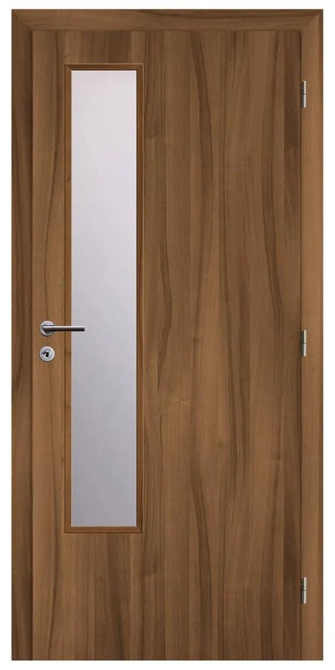 Solodoor Interiérové dveře L2 sklo, 60 P, 650 × 1985 mm, fólie, pravé, ořech královský, prosklené