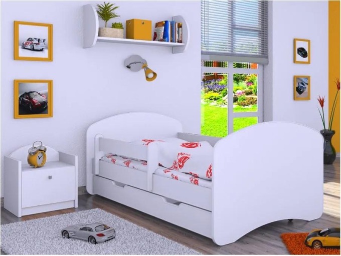 Dětská postel se šuplíkem 180x90cm BEZ MOTIVU - bílá
