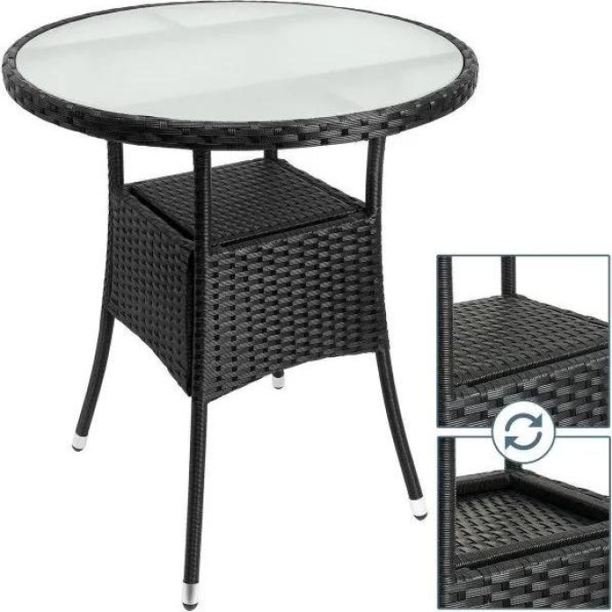 Deuba Ratanový stolek - Ø 60cm - černý