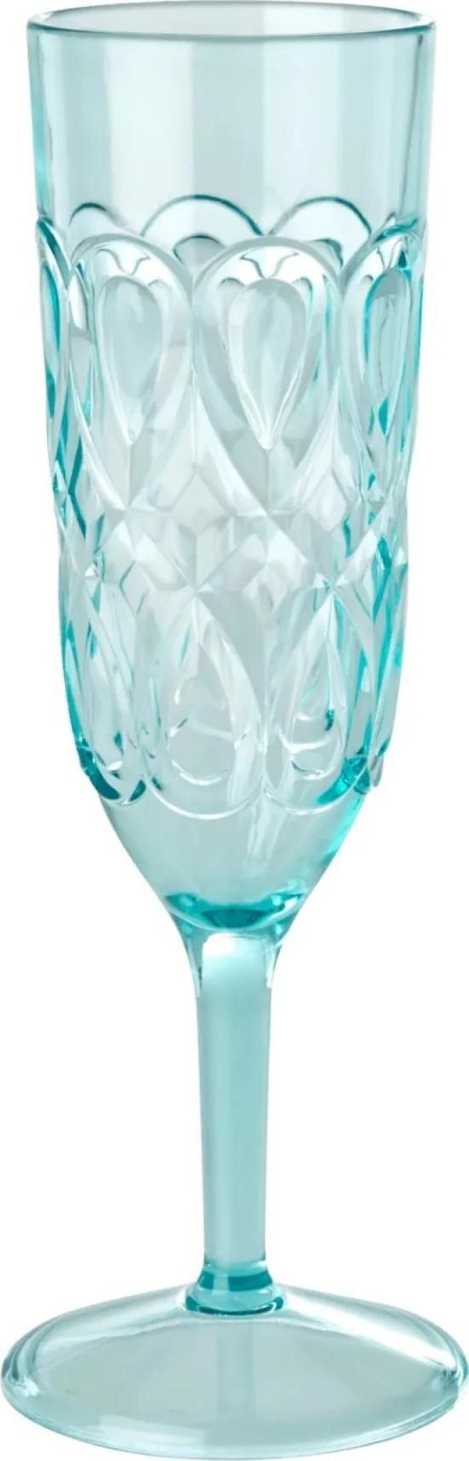 rice Sklenička na šampaňské Acrylic Swirly Embossed Mint, modrá barva, sklo, plast