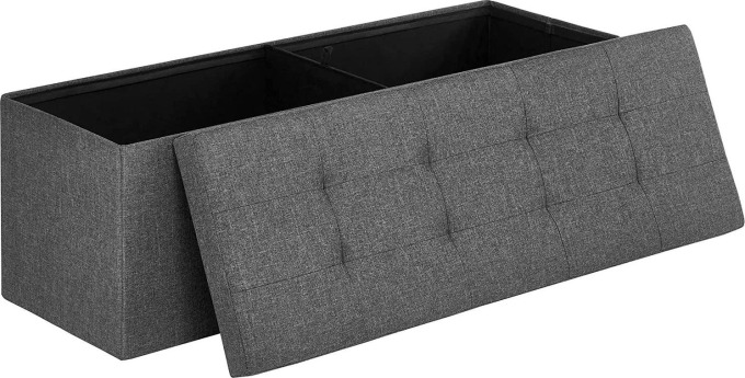 Skládací lavice s úložným prostorem, nosnost 300 kg, 110 x 38 x 38 cm, tmavě šedá