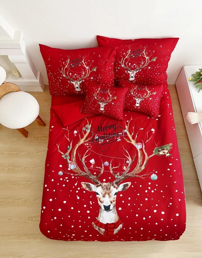 3 dílné povlečení Polycotton Vánoční Red Christmas 200x140cm+90x70cm TiaHome