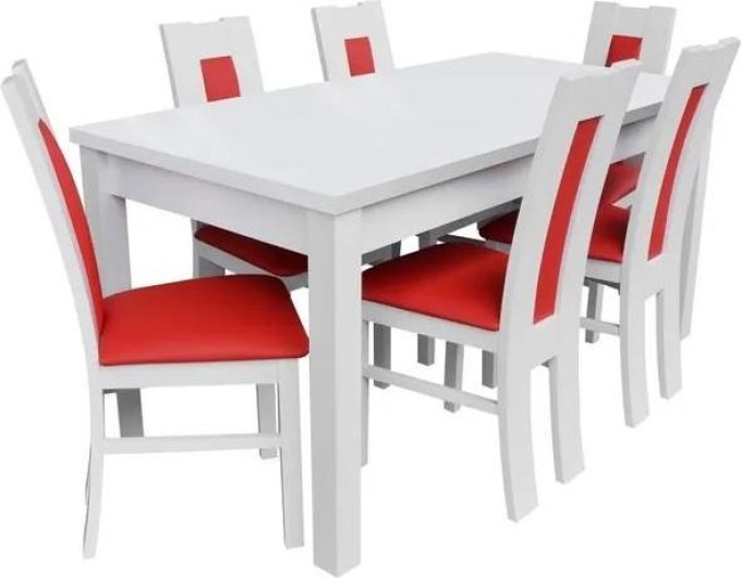 Jídelní set pro 6 osob RK017, Barva dřeva: bílá, Potah: Lawa 02