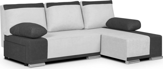 Rozkládací rohová sedací souprava DROP Bílá/šedá - Elegantní a pohodlná rohová sedací souprava s funkcí spaní a úložnými prostory