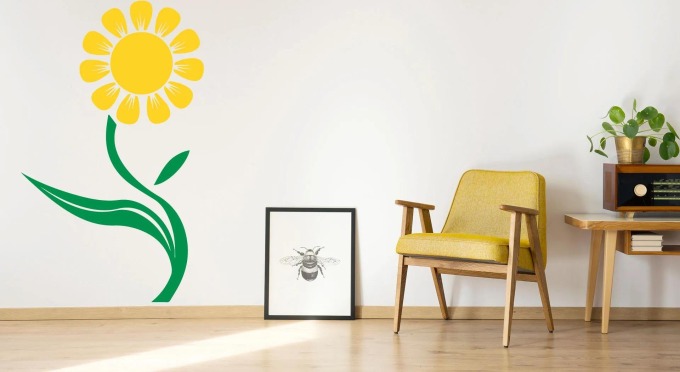 Lepy.cz Samolepka na zeď Slunečnice Barevná varianta: Světle zelená + světle žlutá, Velikost: 80x131cm