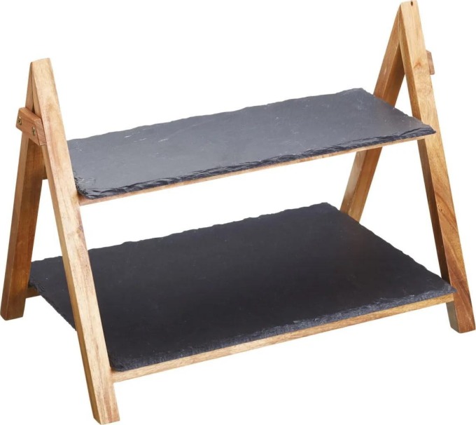 Kitchen Craft Servírovací stojan Artesà, přírodní barva, dřevo, kámen