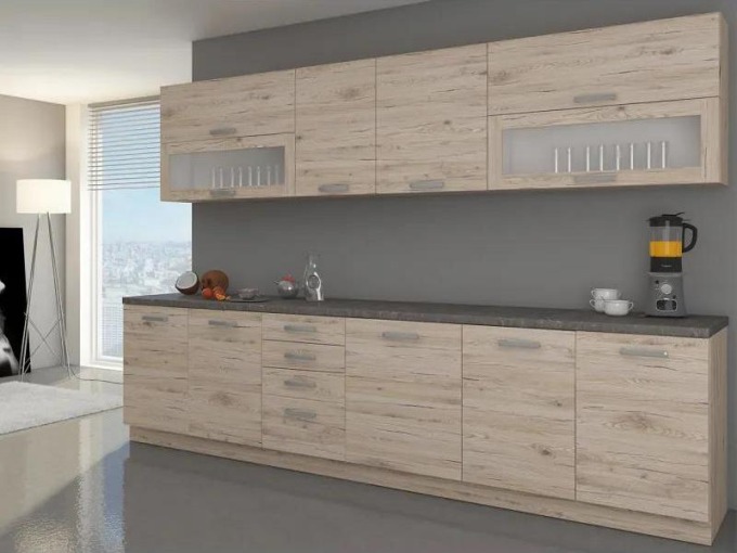Kuchyňský nábytek More 260, Barva: dub bordeaux, Osvětlení: bez osvětlení, Dřez: ano