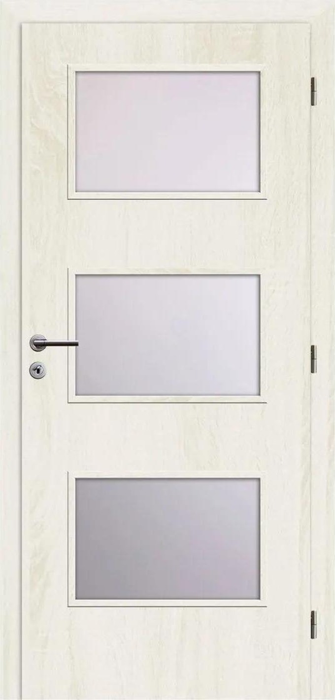 Solodoor Interiérové dveře Etta 6, 80 P, 850 × 1985 mm, fólie, pravé, Andorra white, prosklené