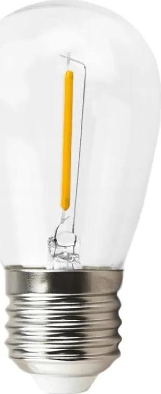 LED žárovka s filamentem - E27 - 1W - teplá bílá, ideální pro girlandy, nabízí úsporu energie, dlouhou životnost a žádné škodlivé záření