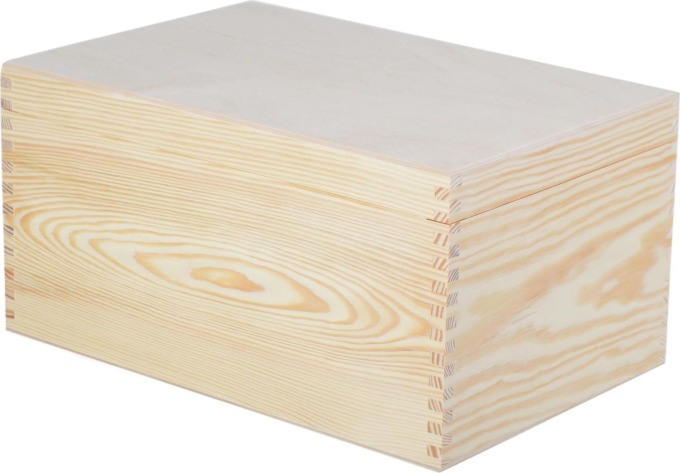 Dřevěná krabička s víkem - 30 x 20 x 15 cm, přírodní - 2. JAKOST!