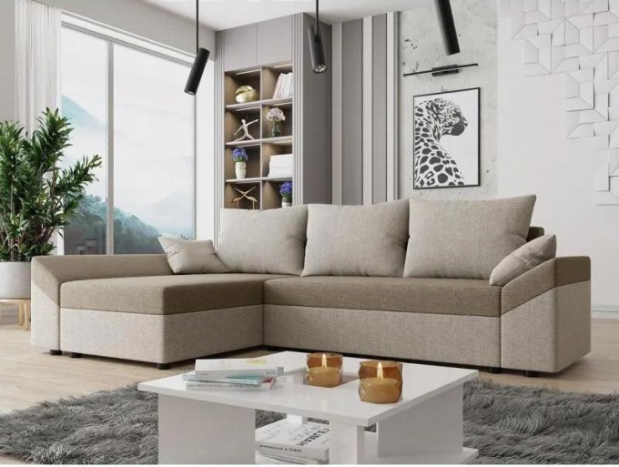 Rohová pohovka s funkcí spaní Peltata Lux, Barva: Muna 02 + Muna 03