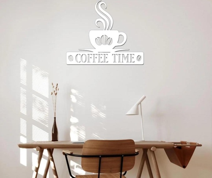 dřevo života Dřevěná dekorace COFFEE Rozměry (cm): 60x52, Barevný vzor: Bílá