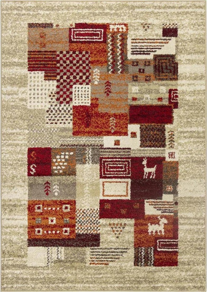 Kusový koberec SHERPA 5504/DW6P, Červená, Vícebarevné, 133 x 190 cm - Kusový koberec s přírodními motivy a uklidňující barevnou paletou pro moderní i klasické interiéry