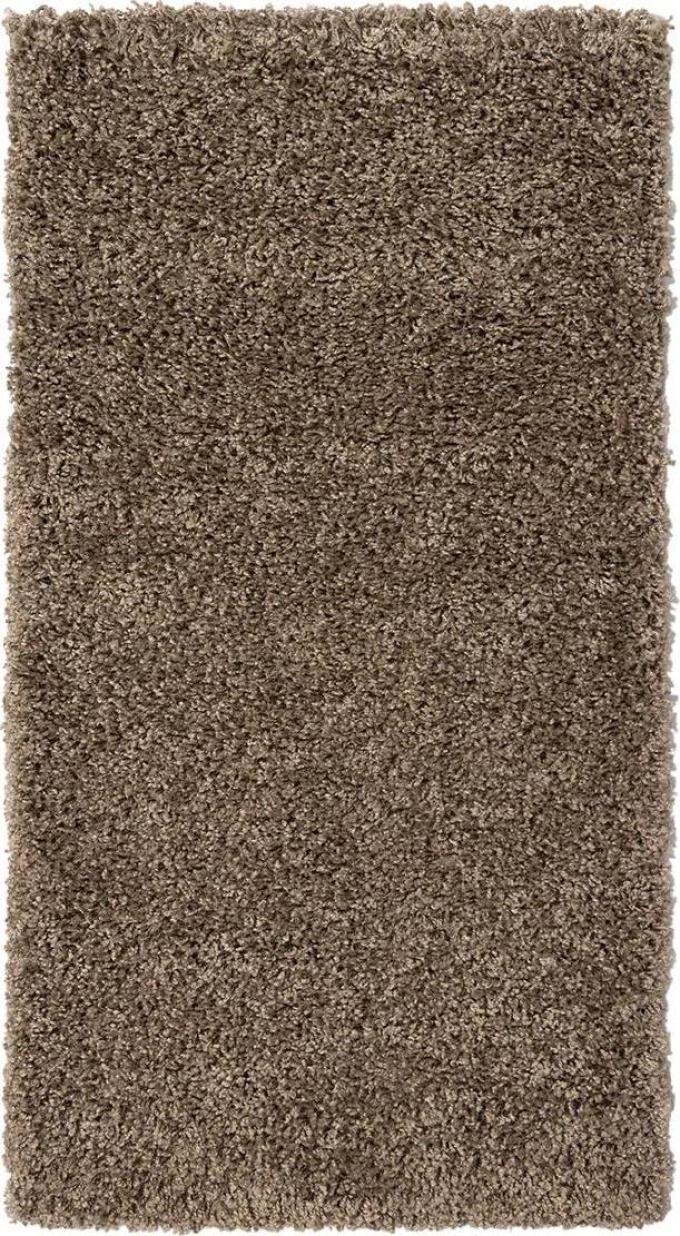 Kusový koberec s dlouhým huňatým vlasem typu shaggy v béžové a hnědé barvě o rozměrech 60 x 110 cm