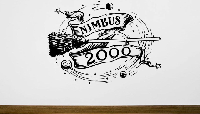 Lepy.cz Samolepka na zeď Harry Potter - Nimbus 2000 Velikost (šířka x výška): 85x62cm, Barevná varianta: Tmavě šedivá