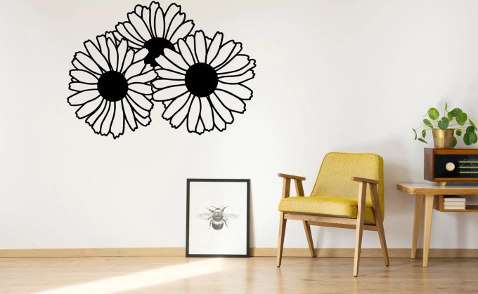 Lepy.cz Samolepka na zeď Kopretiny Velikost (šířka x výška): 85x62cm, Barevná varianta: Mátová zelená