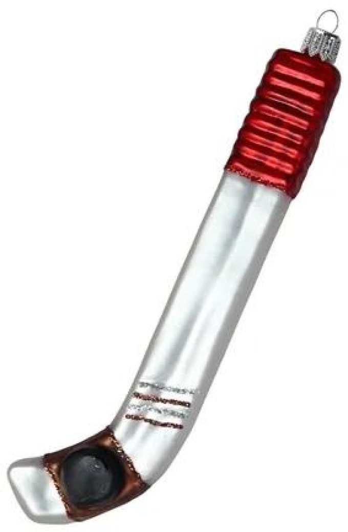 Skleněná ozdoba hokejka