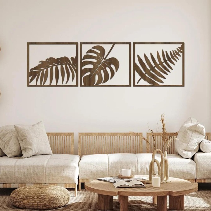 Dřevěné obrazy s tropickými rostlinami pro přírodní kouzlo ve vašem interiéru