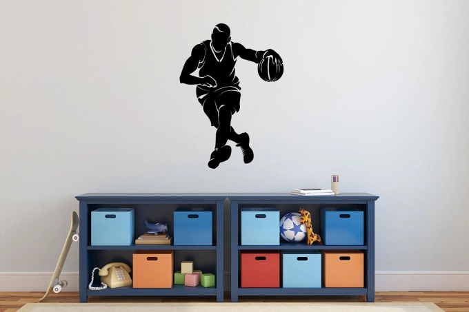 Lepy.cz Samolepka na zeď Basketbalista Velikost (šířka x výška): 60x84cm, Barevná varianta: Tmavě modrá
