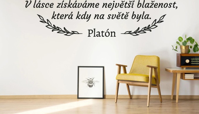 Lepy.cz Samolepka na zeď Platón citát Velikost (šířka x výška): l70x41cm, Barevná varianta: Jemná růžová