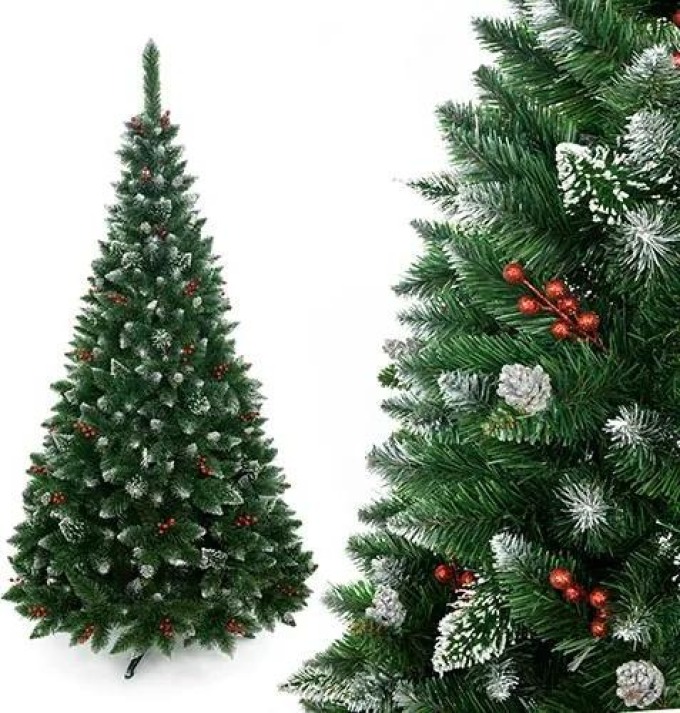 TRENDIE Vánoční stromek Borovice diamantová s jeřabinou 180 cm