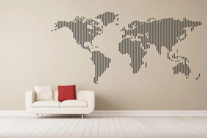 Lepy.cz Samolepka na zeď Mapa - linky vertikální Velikost (šířka x výška): l65x80cm, Barevná varianta: Světle zelená
