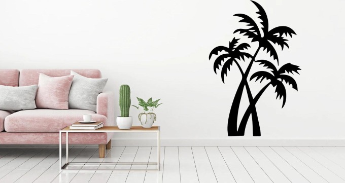 Lepy.cz Samolepka na zeď Palmy Velikost (šířka x výška): 50x74cm, Barevná varianta: Jemná růžová