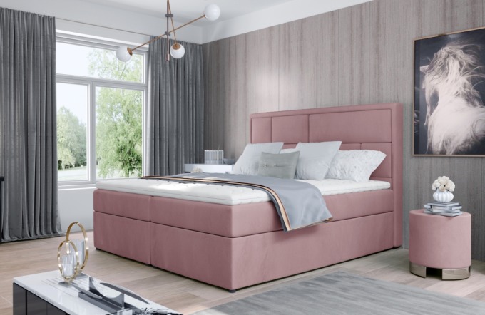 Boxspring BARBARIO 16 140x200, růžová látka