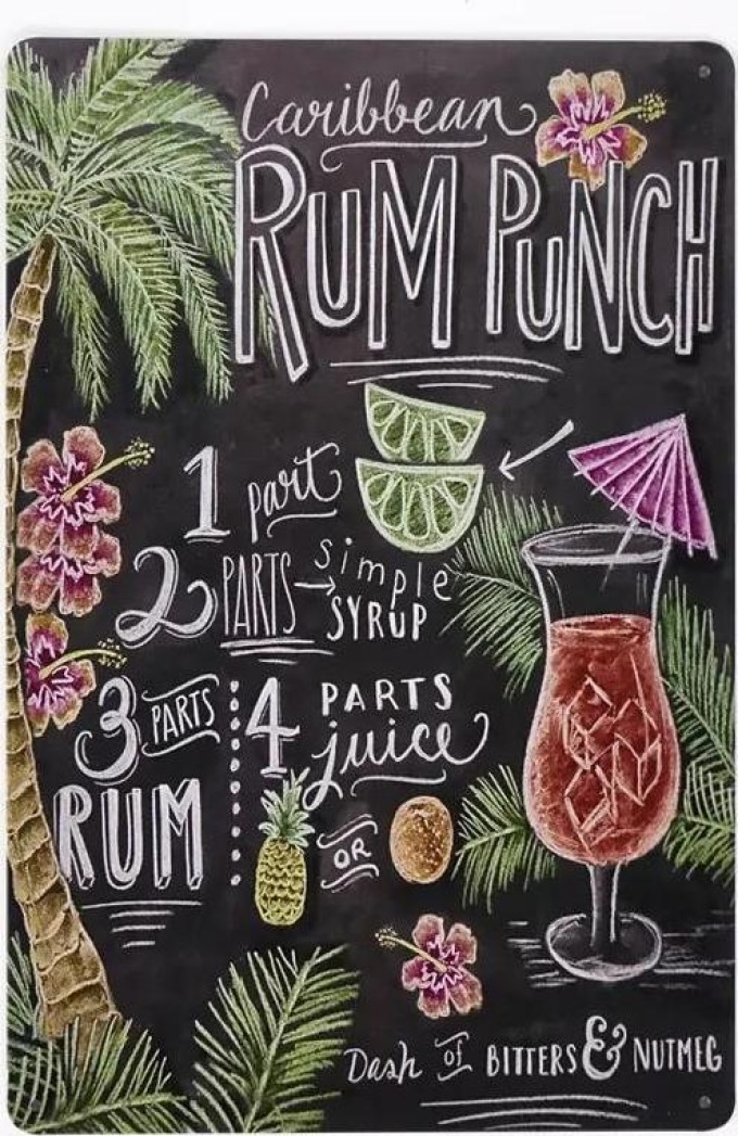 Kovová cedule Carabbean Rum Punch