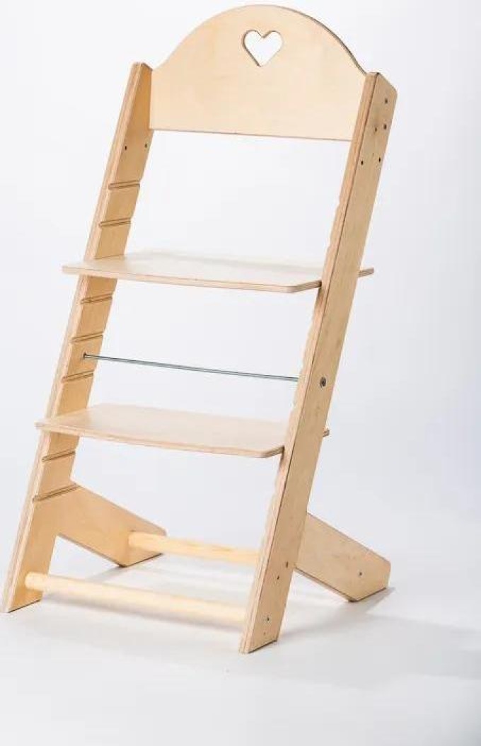 Dřevěná rostoucí židle pro děti od samostatně sedících až do dospělosti, s nastavitelným sedákem a podnožkou