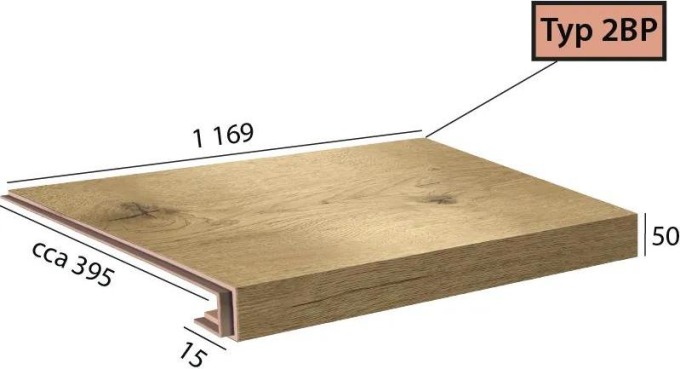 Vinylové schody Ecoline Step 2BP - 9525 Dub italský světlý