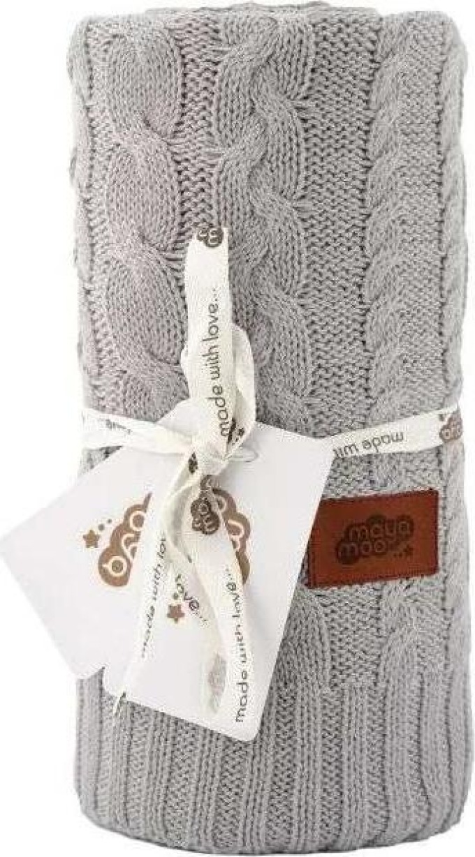DETEXPOL Pletená bavlněná deka do kočárku šedá Bavlna, 80/100 cm
