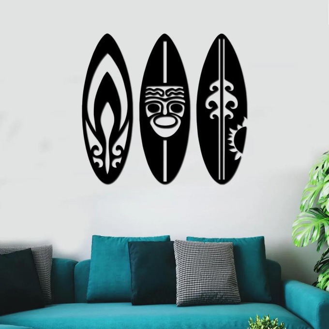 dřevo života Dřevěná dekorace na zeď SURF Barevný vzor: Černá, Rozměry (cm): 60x60