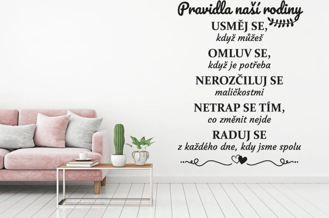 Lepy.cz Samolepka na zeď Pravidla rodiny Velikost (šířka x výška): 60x79cm, Barevná varianta: Světle zelená
