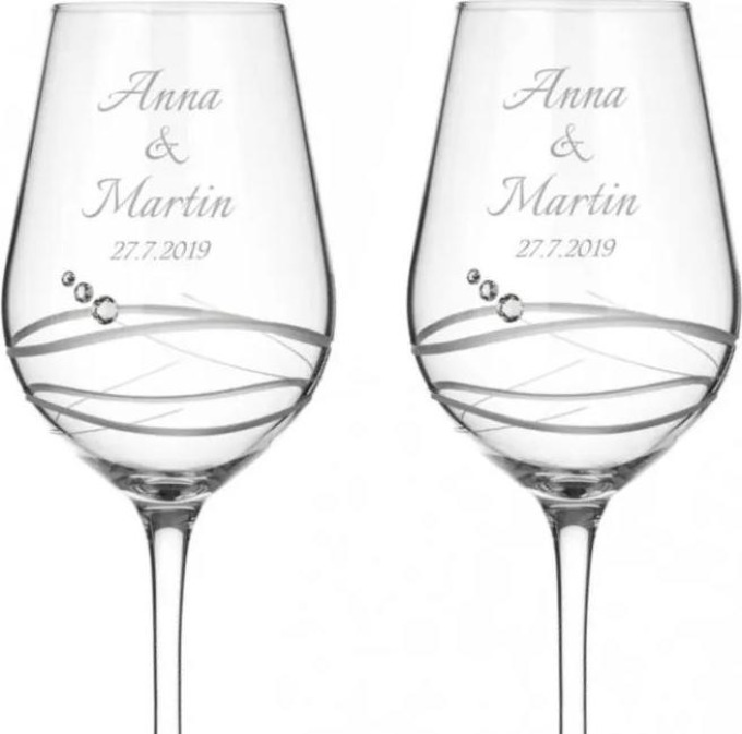 Dekorant svatby Svatební sklenice na červené víno Venezia s krystaly Swarovski 470 ml 2KS