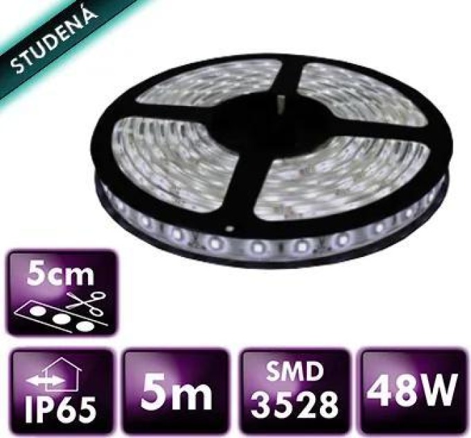 ECOLIGHT LED pásek - SMD 2835 - 5m - 120LED/m - 9,6W/m - IP65 - studená bílá