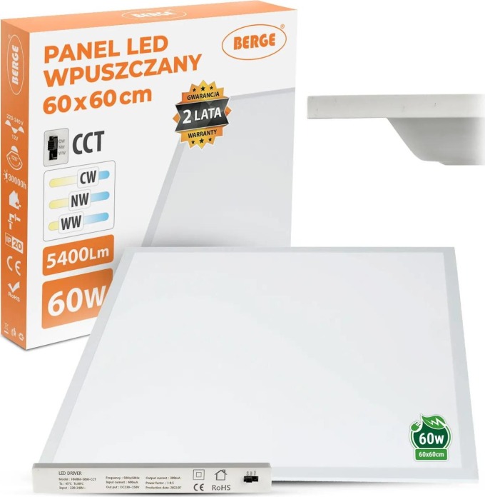 BERGE LED panel CCT - 60W - 60x60 cm - zapuštěný