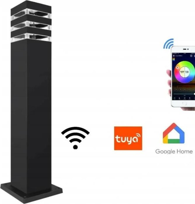 BERGE Venkovní sloupová zahradní lampa WiFi RGB + CCT Tuya - 5141 - 60 cm - černá