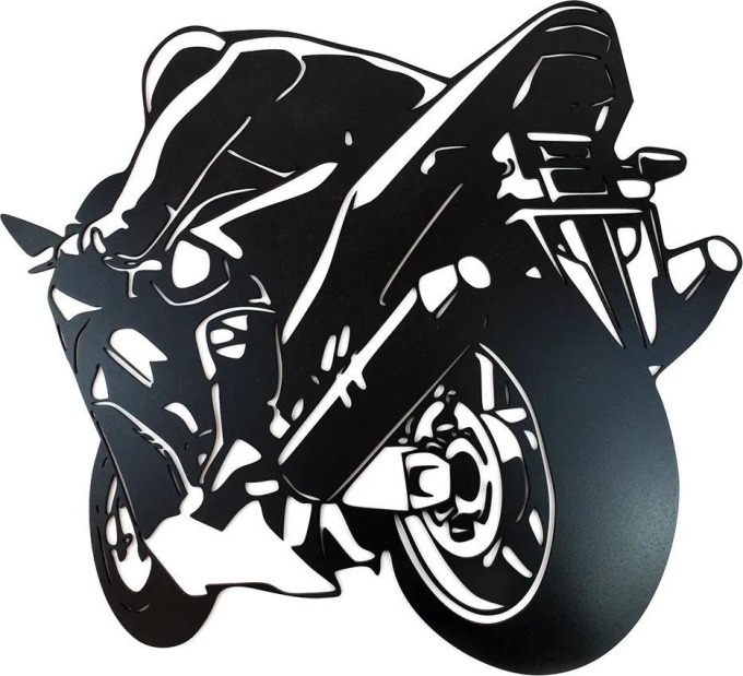 Živá Zeď Dřevěná nástěnná dekorace Sportovní motorka černá