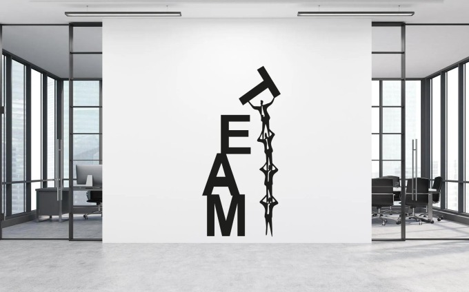 Lepy.cz Samolepka na zeď Teamwork Velikost (šířka x výška): 50x109cm, Barevná varianta: Tyrkysová modrá