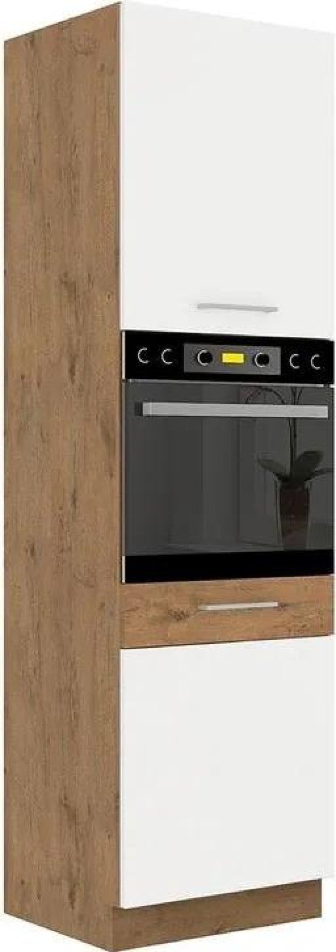 Vysoká kuchyňská skříňka pod troubu Woodline 60 DP-210 2F, Barva: Dub lancelot / bíly lesk