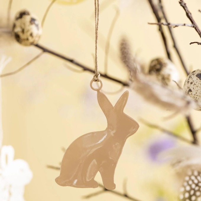 IB LAURSEN Kovová velikonoční ozdoba Bunny/Rooster Coral Sands Zajíc, růžová barva, kov