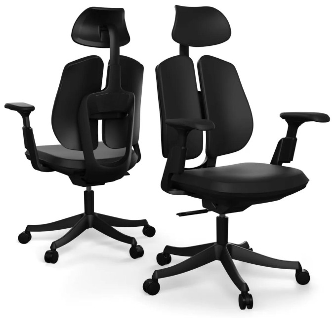 Ergonomická kancelářská židle s pravou kůží a pohyblivou zádovou opěrkou