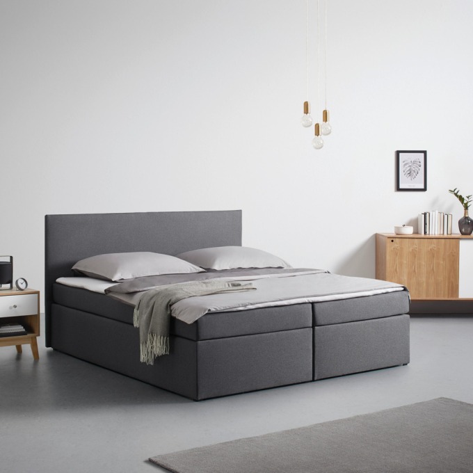 Manželská boxspring postel Lucy, 180x200, Šedá