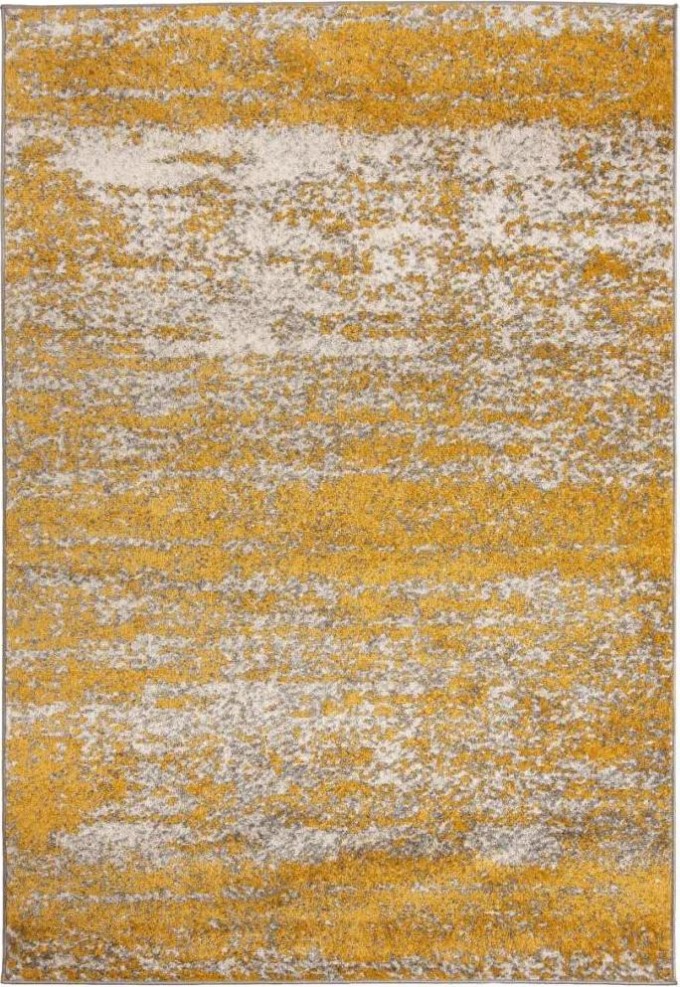 Kusový koberec Spring žlutý 60x200cm - Moderní koberec s abstraktním a geometrickým motivem, vyrobený z kvalitního vlákna Calping Frise pro snadnou údržbu a nízký vlas